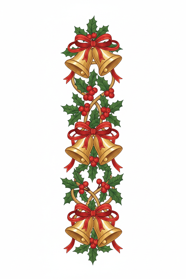 holly and christmass bells - 30px wide, 300px height