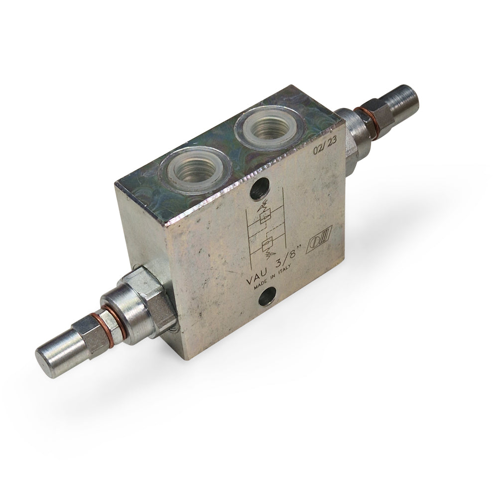 3/8&quot; Dual Cross Line Relief Valve (V0440/180) 35 lpm - 100-180 Bar - With Protection Caps