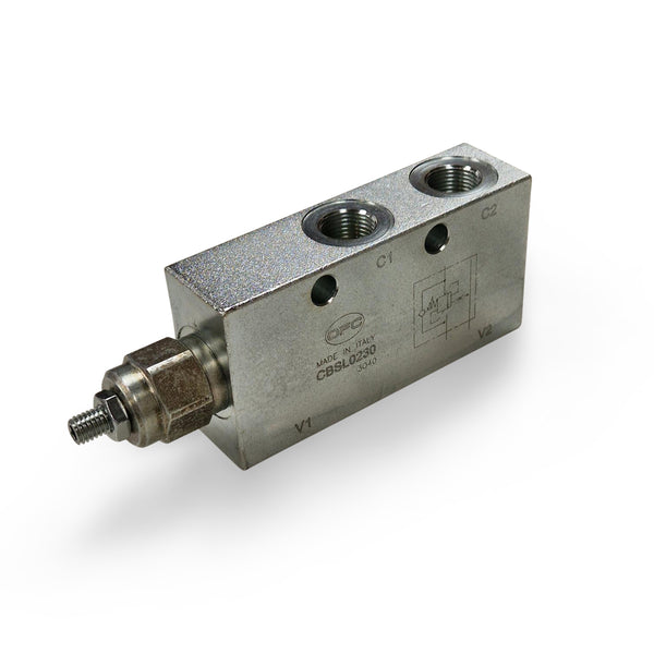 Single Counter Balance / Overcentre Valve 3/8" IN LINE Ally Body 100 - 350 bar 4.2:1 Ratio - Approved Hydraulics Limited