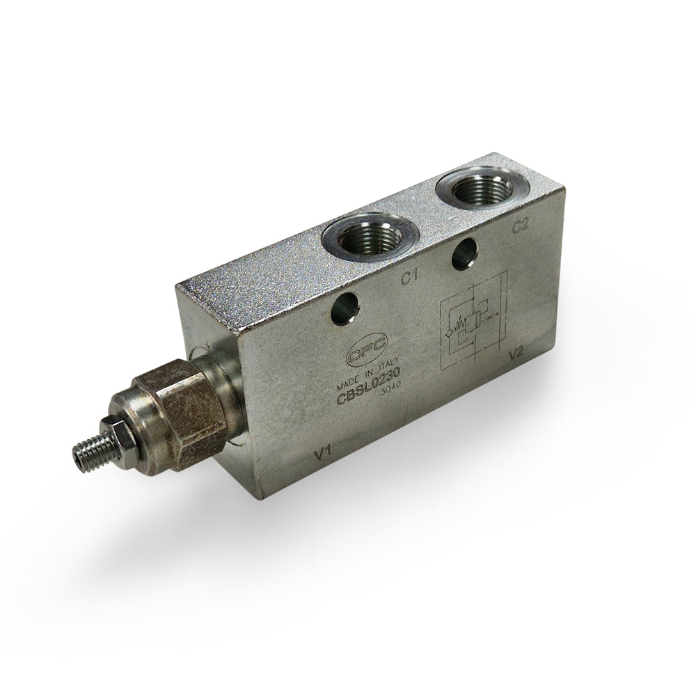 Single Counter Balance / Overcentre Valve 3/8&quot; IN LINE Ally Body 100 - 350 bar 4.2:1 Ratio
