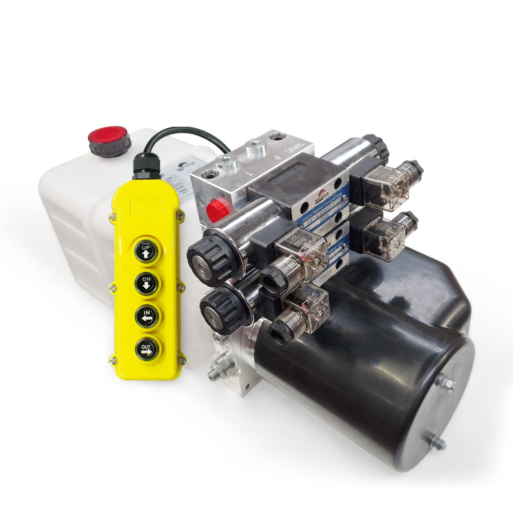 Double Acting Hydraulic Power Pack With Starter Solenoid - 1.6kW - 2x Double Acting CETOP - 160bar Preset