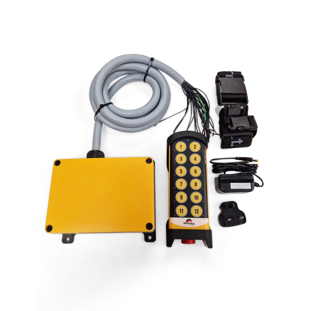 12 Button On/Off + E-stop Radio Remote System 12-24VDC prewired 2.4m cable