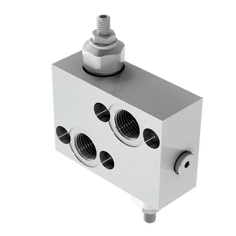 Double cross relief valve 60L 1/2 BSPP 210 bar - steel body for OMP or OMR Hydraulic motors