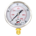 Hydra Part 100mm Glycerine Hydraulic Pressure Gauge 0-6000 Psi (400 Bar) 1/2" Bottom Entry - Approved Hydraulics