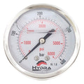 Hydra Part 100mm Glycerine Hydraulic Pressure Gauge 0-6000 Psi (400 Bar) 1/2" Rear Entry - Approved Hydraulics