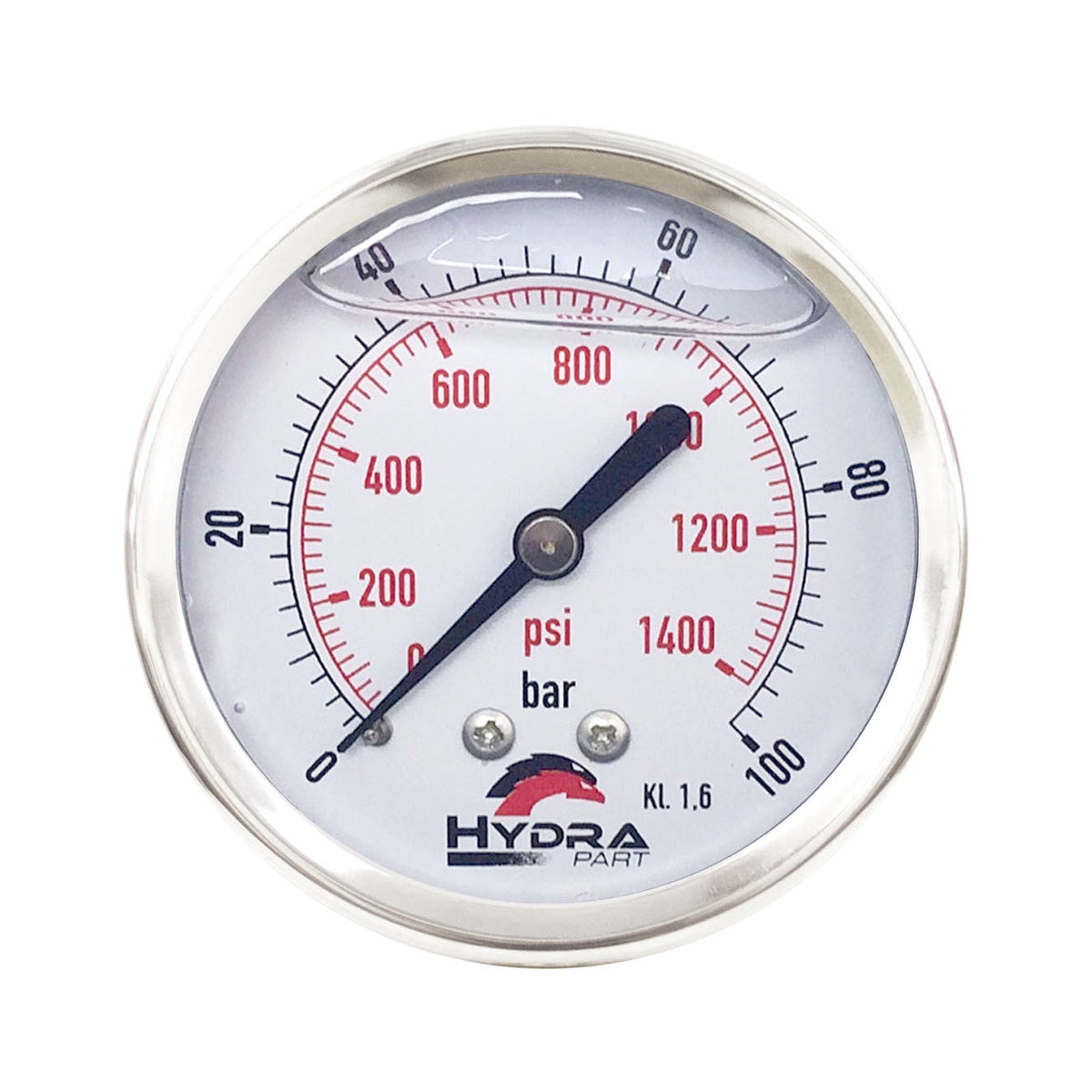 Hydra Part 63mm Glycerine Hydraulic Pressure Gauge 0-1400 Psi (100 Bar) 1/4&quot; Rear Entry - Approved Hydraulics