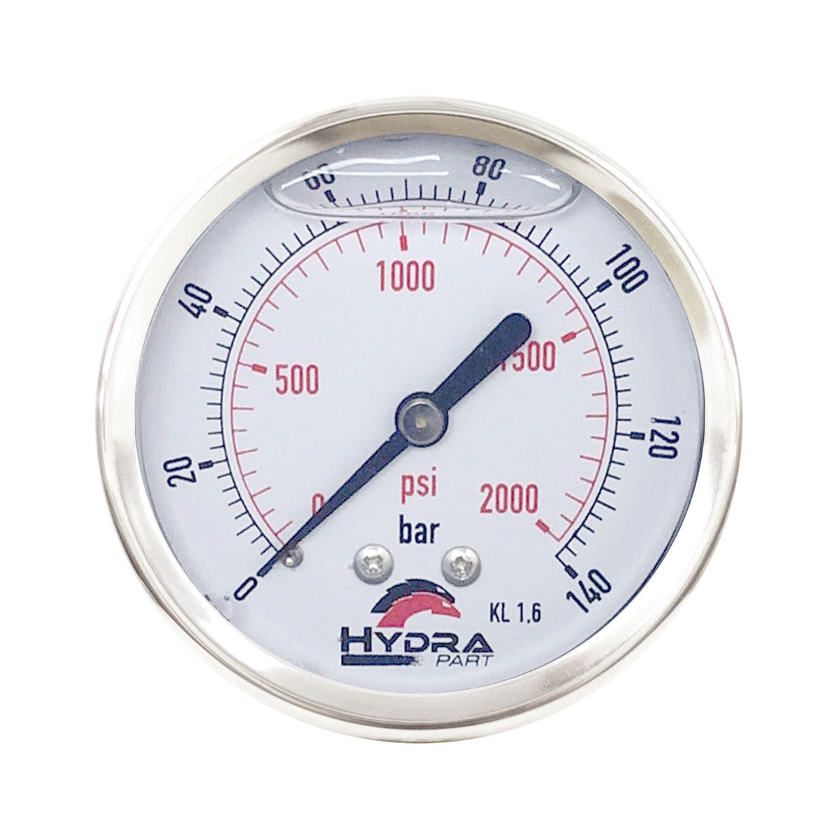 Hydra Part 63mm Glycerine Hydraulic Pressure Gauge 0-2000 Psi (140 Bar) 1/4&quot; Rear Entry - Approved Hydraulics