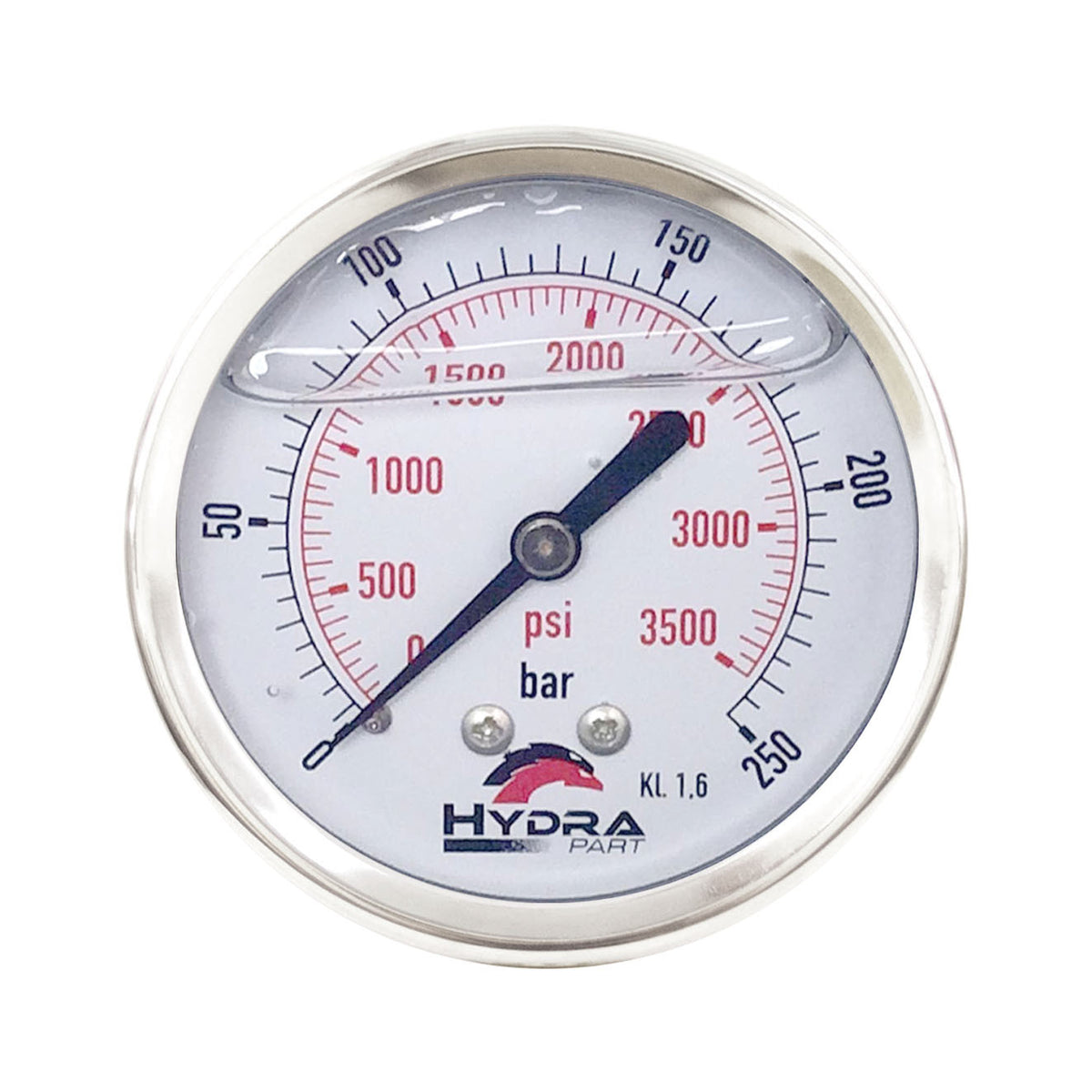 Hydra Part 63mm Glycerine Hydraulic Pressure Gauge 0-3500 Psi (250 Bar) 1/4&quot; Rear Entry - Approved Hydraulics