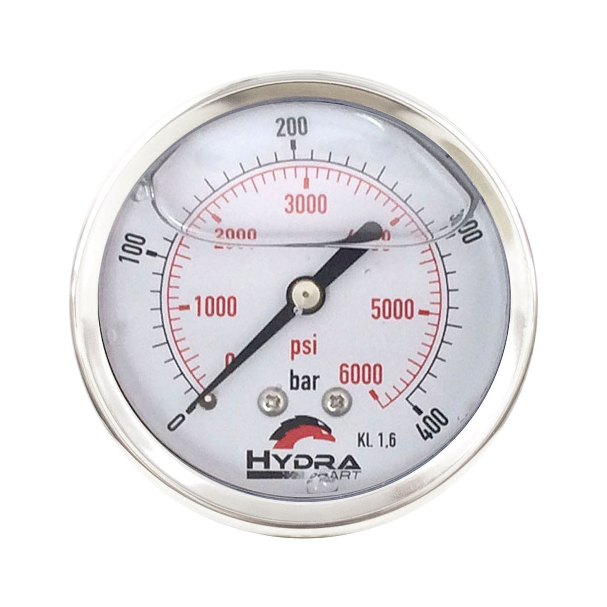 Hydra Part 63mm Glycerine Hydraulic Pressure Gauge 0-6000 Psi (400 Bar) 1/4&quot; Rear Entry - Approved Hydraulics