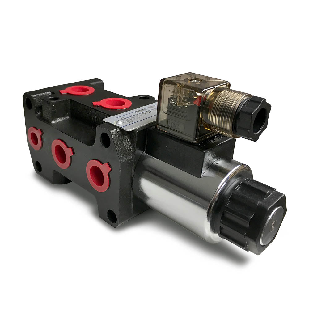 Hydra Part 6 Port Solenoid Diverter Valve 3/8&quot; Open Centre 50LPM 12/24vDC - Approved Hydraulics