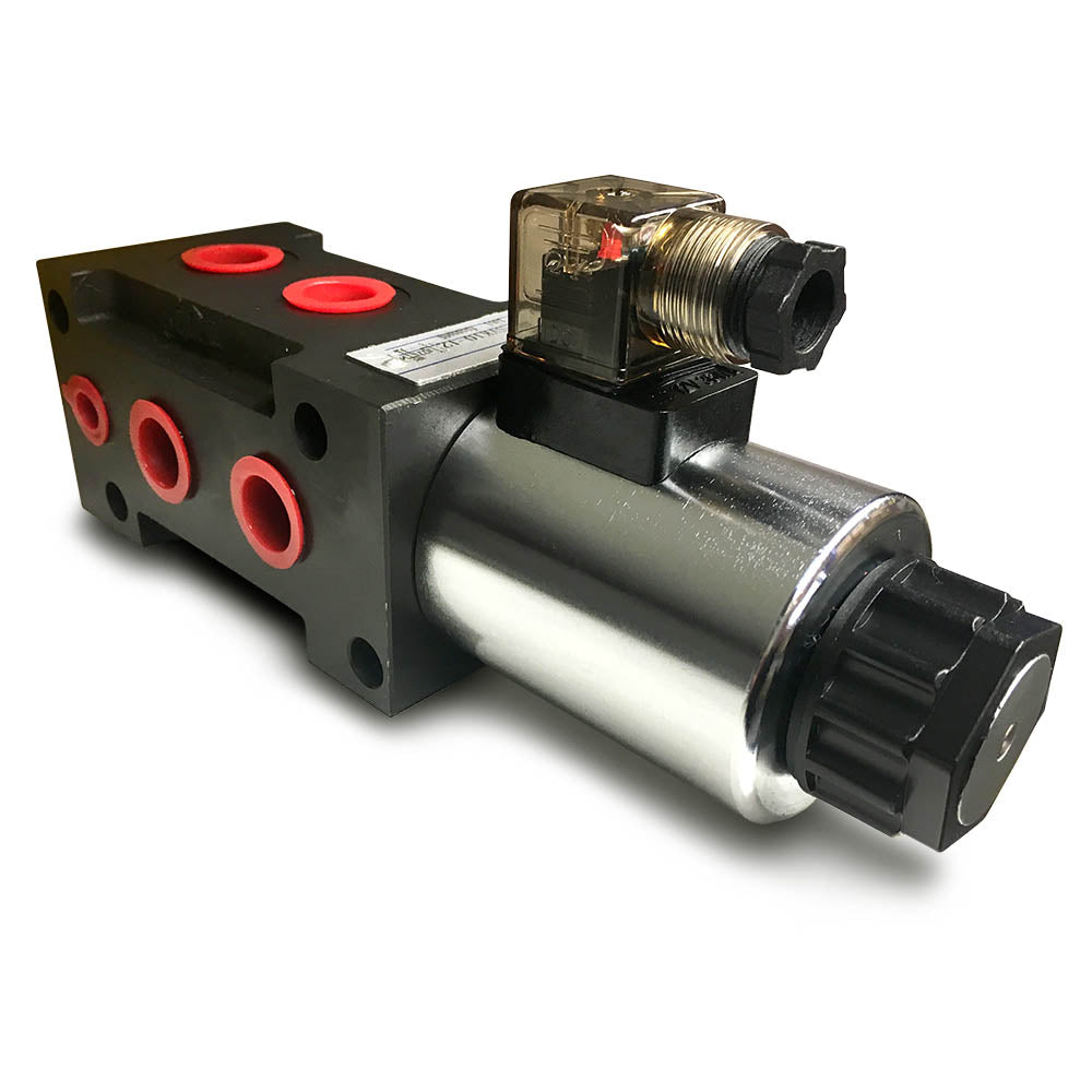 Hydra Part 6 Port Solenoid Diverter Valve 1/2&quot; Open Centre 80LPM 12/24Vdc - Approved Hydraulics