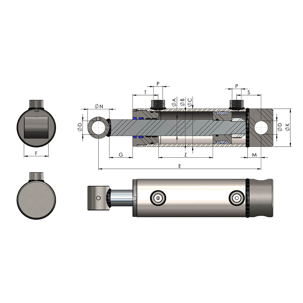 Hydra Part Double Acting Cylinder 60mm Bore Rams - Approved Hydraulics