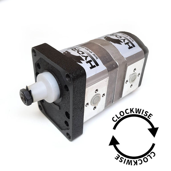 Clockwise Group 2 Tandem Pump 14cc Front + 14cc Rear 1:8 taper shaft with Flange Ports