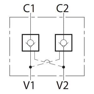 Hydra Part Dual Pilot Operated Check Valve 1/4"BSP In Line - 20Lpm - Approved Hydraulics