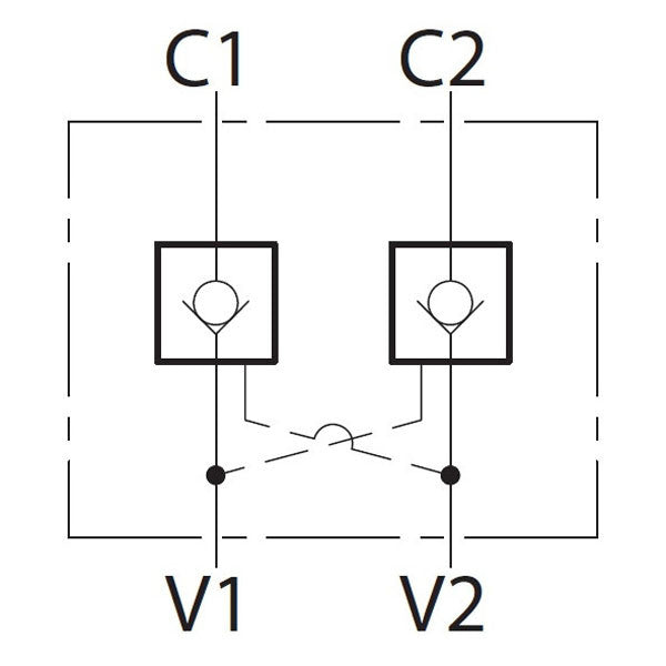 Hydra Part Dual Pilot Operated Check Valve 1/4&quot;BSP In Line - 20Lpm - Approved Hydraulics
