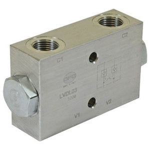 Dual Pilot Operated Check Valve 3/8"BSP In Line - 20Lpm - Approved Hydraulics Limited