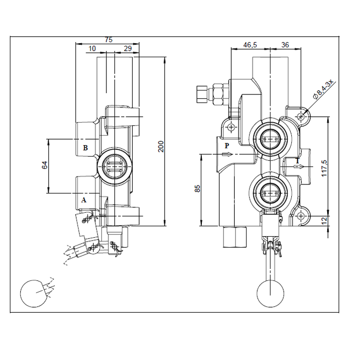 Hydra Part Hydra Part Log Splitter Valve 80LPM (A&B 1/2" BSP) (P&T 3/4" BSP) Auto Kick Out - Approved Hydraulics